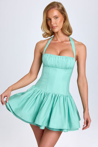 Ruched Halterneck Mini Dress