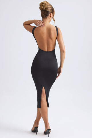Ruched Open Back Midi Dress