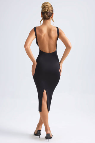 Ruched Open Back Midi Dress