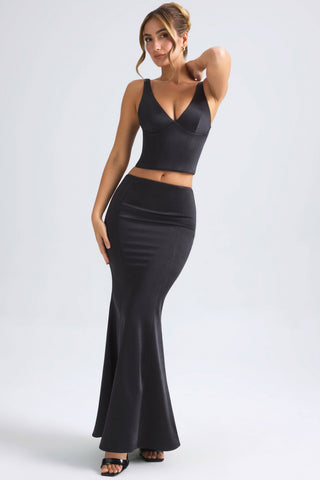 Satin Fishtail Maxi Skirt