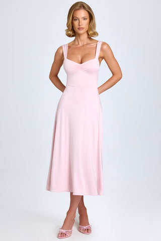 Sweetheart Neckline Ruched Midi Dress