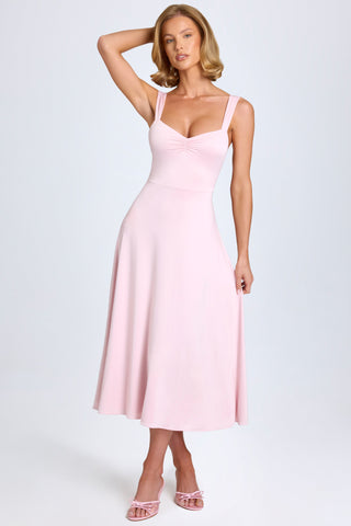 Sweetheart Neckline Ruched Midi Dress