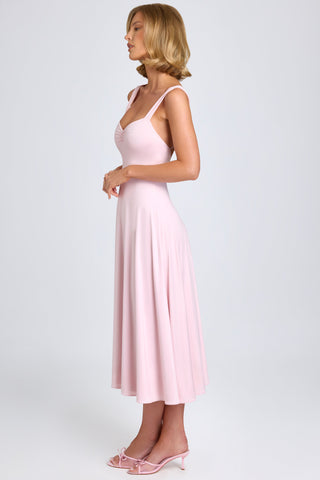 Sweetheart Neckline Ruched Midi Dress