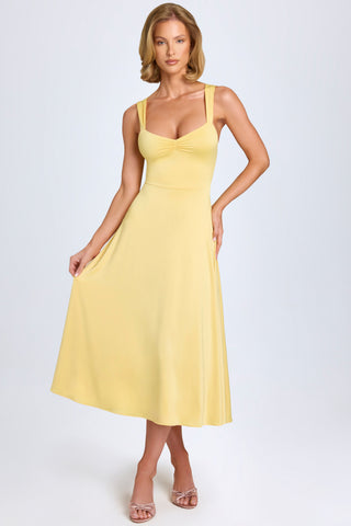 Sweetheart Neckline Ruched Midi Dress