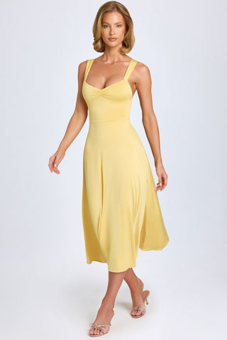 Sweetheart Neckline Ruched Midi Dress