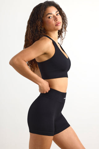 Ribbed High Waist Mini Shorts