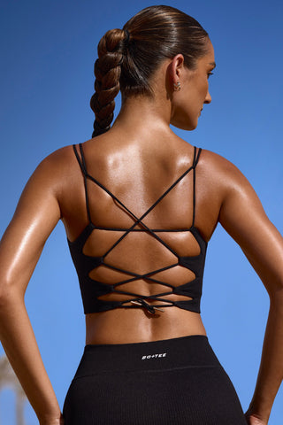 Lace Up Back Sports Bra