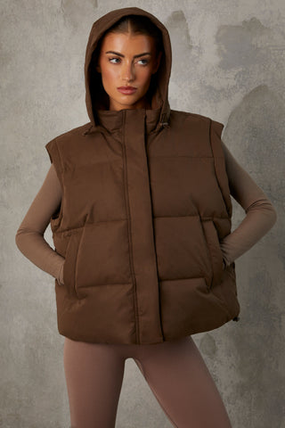 Cropped Puffer Jacket with Removable Sleeves