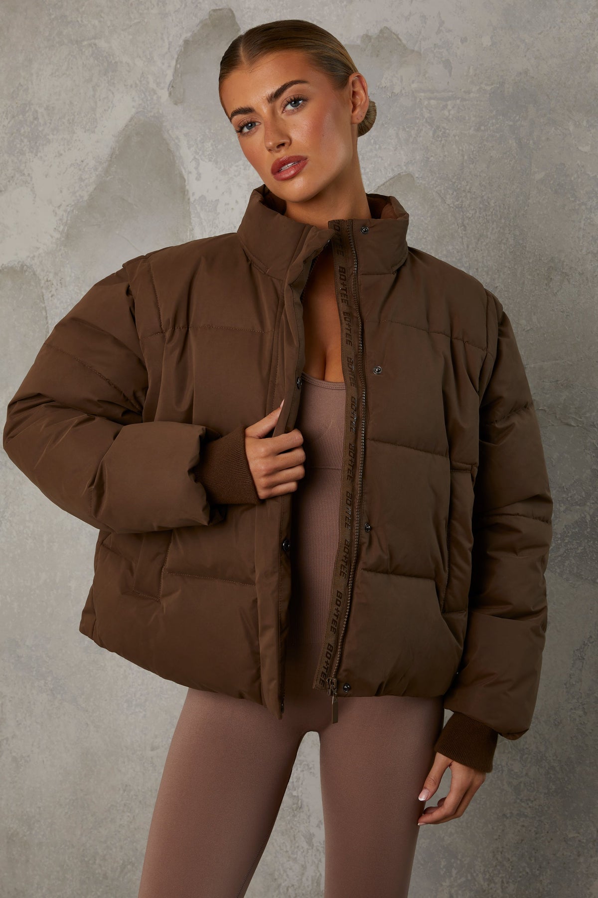 Cropped Puffer Jacket with Removable Sleeves