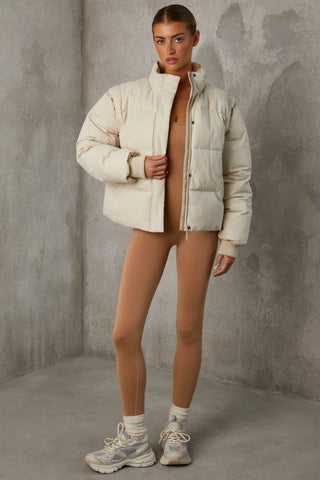 Cropped Puffer Jacket with Removable Sleeves
