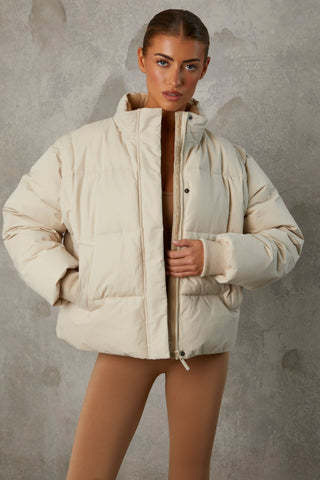 Cropped Puffer Jacket with Removable Sleeves