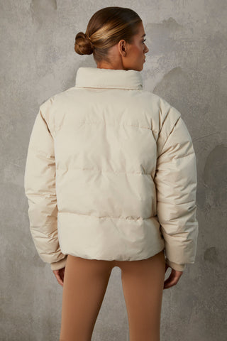 Cropped Puffer Jacket with Removable Sleeves