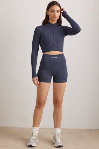 Cropped Ribbed Zip Jacket