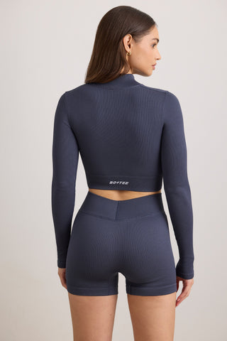 Cropped Ribbed Zip Jacket