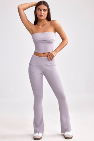 Lavender Knit Trousers with Kick Flare