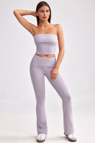 Lavender Knit Trousers with Kick Flare