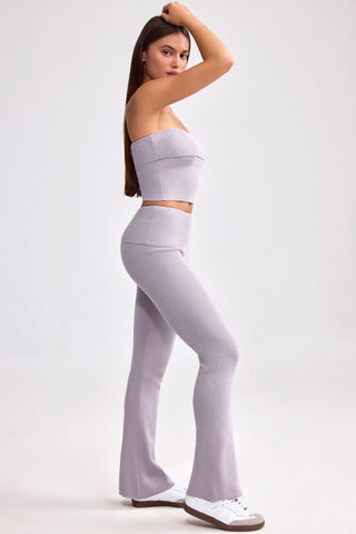 Lavender Knit Trousers with Kick Flare
