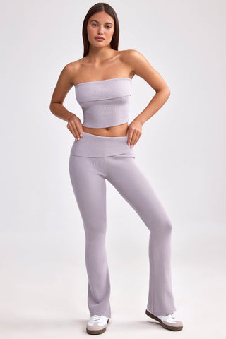 Lavender Knit Trousers with Kick Flare