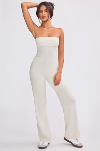 Cream Chunky Knit Jumpsuit