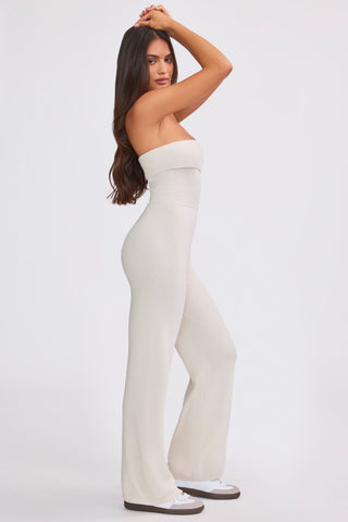 Cream Chunky Knit Jumpsuit