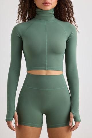 Turtleneck Crop Top with Thumbholes