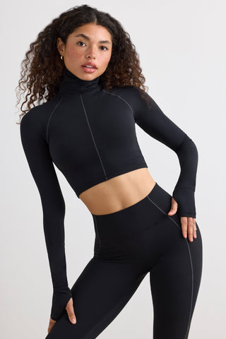 Turtleneck Crop Top with Thumbholes