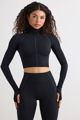 Turtleneck Crop Top with Thumbholes