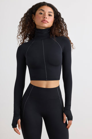 Turtleneck Crop Top with Thumbholes