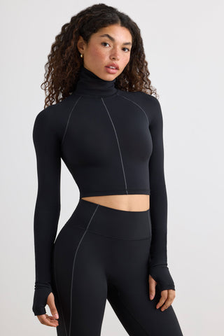 Turtleneck Crop Top with Thumbholes