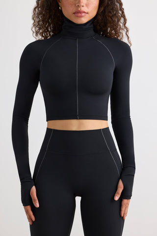 Turtleneck Crop Top with Thumbholes