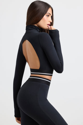 Backless Turtleneck Crop Top