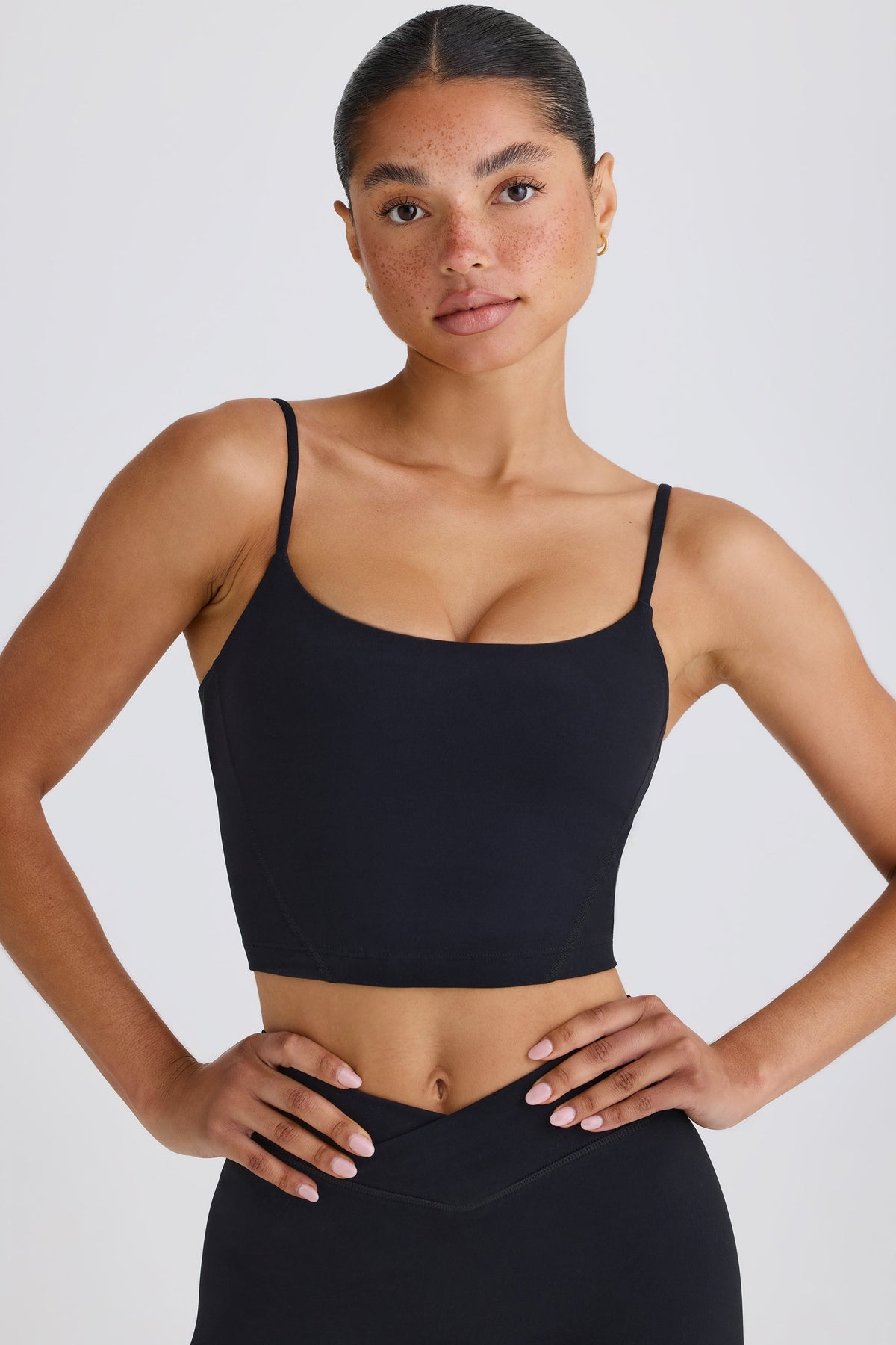 Cropped Active Tank with Shelf Bra