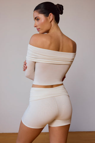 Sheer Off Shoulder Long Sleeve Top