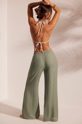 Crinkle Textured Wide Leg Beach Trousers