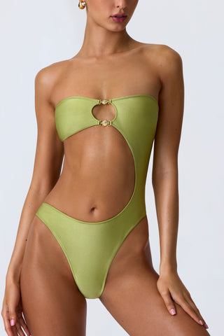Embellished Cut Out Bandeau Swimsuit