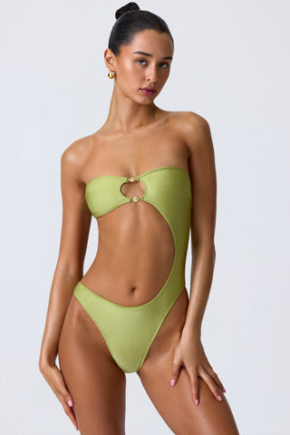 Embellished Cut Out Bandeau Swimsuit