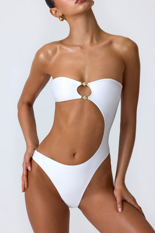 Embellished Cut Out Bandeau Swimsuit