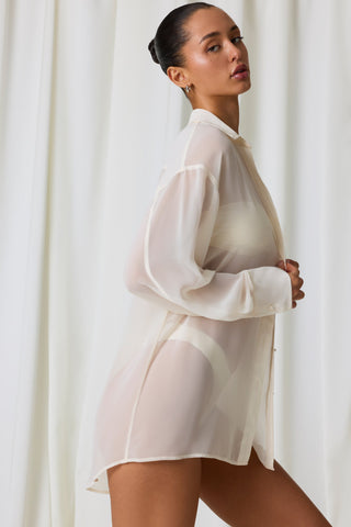 Pearl Button Oversized Beach Shirt