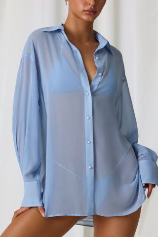 Pearl Button Oversized Beach Shirt
