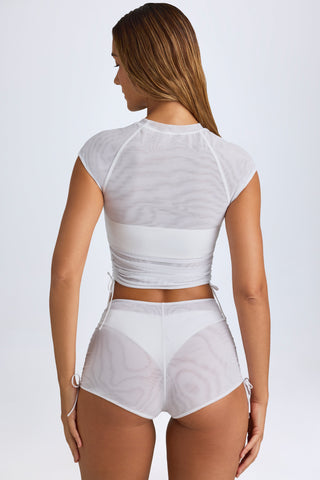 Sheer Ruched Cropped Tee