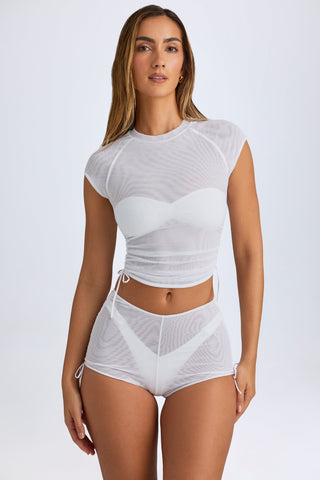 Sheer Ruched Mesh Shorts