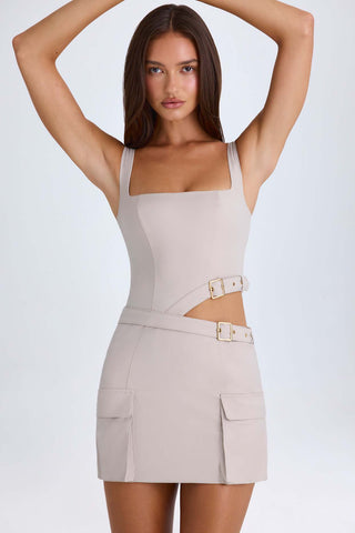 Belted Cut Out Mini Dress
