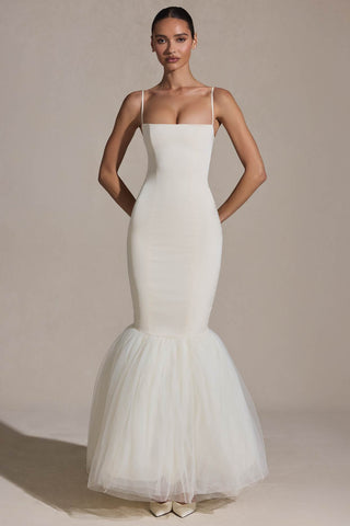 Tulle Hem Fishtail Gown