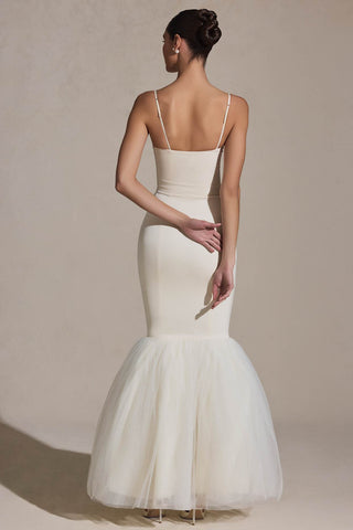 Tulle Hem Fishtail Gown