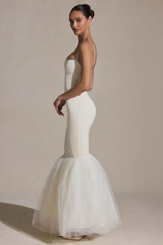 Tulle Hem Fishtail Gown