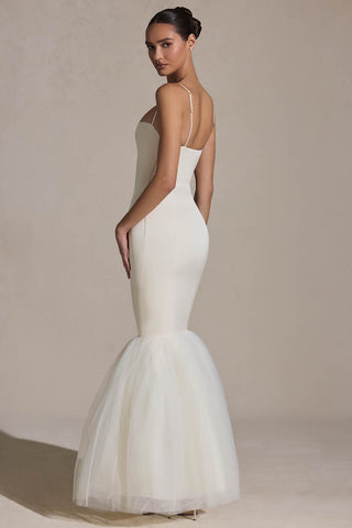 Tulle Hem Fishtail Gown