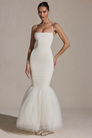 Tulle Hem Fishtail Gown