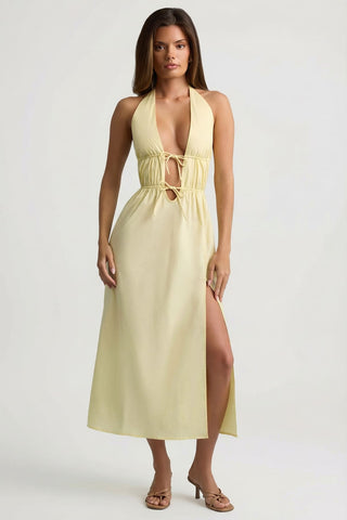 Tie Front Backless Maxi Dress