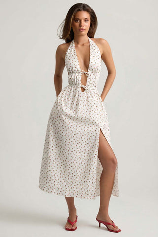 Tie Front Backless Maxi Dress