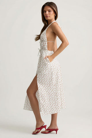 Tie Front Backless Maxi Dress